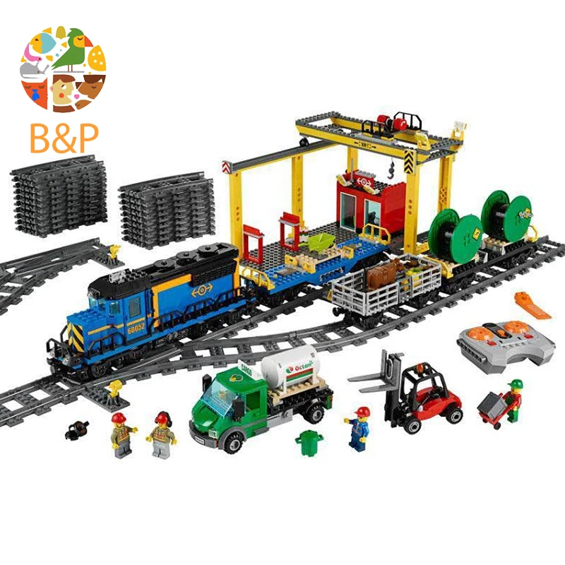

lepin DHL 02008 959Pcs CITY series The Cargo Train Model Building Blocks Brick Compatible Toys for children Gift Leoging 60052