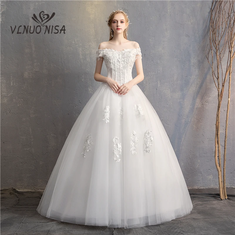2019 New Arrival Sweetheart Lace Wedding Dress Beading Tassel Robe De Mariee Pearls Appliques Bridal Vestido Noiva 30 | Свадьбы и