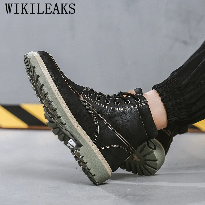 spring autumn motorcycle boots ankle boots men timber land shoes military boots botas hombre chaussure de securite pour homme