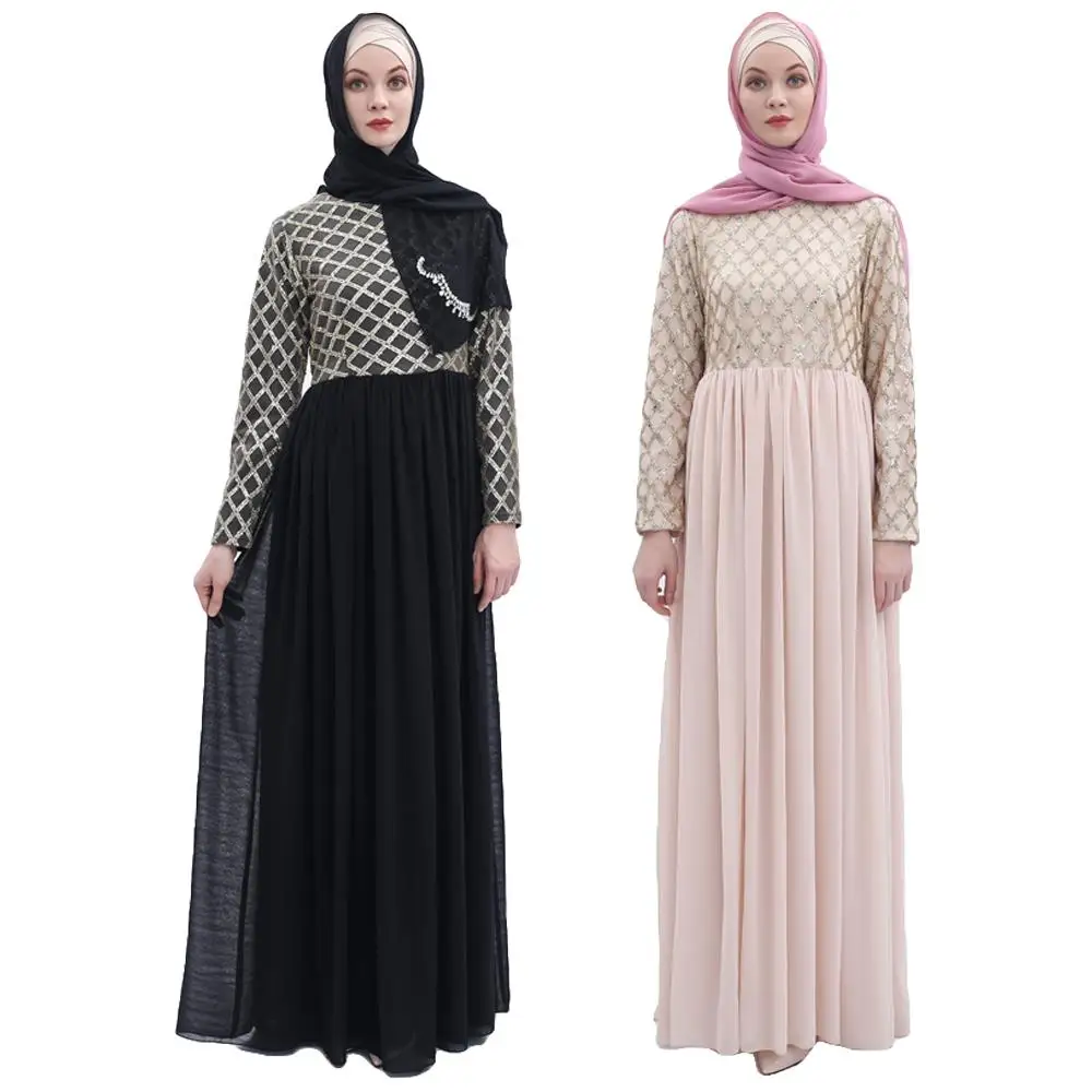 Abaya женское шифоновое длинное вечернее платье с блестками мусульманское Jilbab