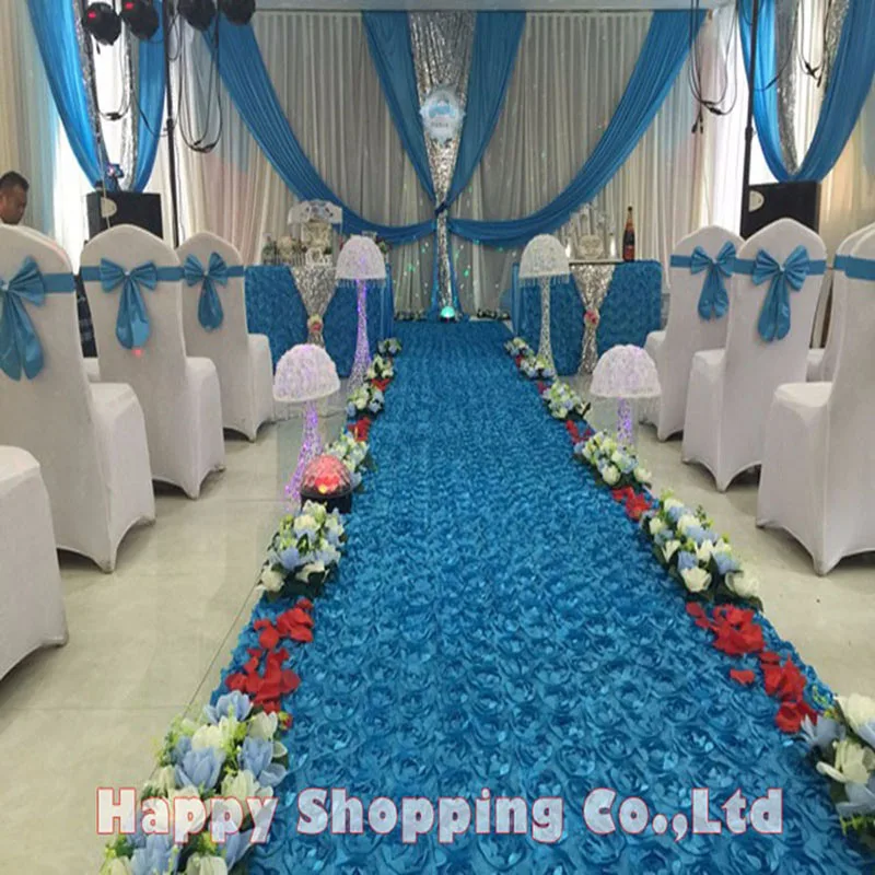 

MHAIXM New 3/5/6/9m Length Satin fabric 3D Rose Flower Aisle Runner Marriage Carpet Curtain Wedding party Backdrop Decoration