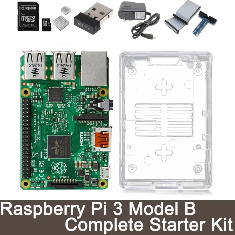 

Raspberry Pi 3 Model B Complete Starter Kit -- Raspberry Pi 3 Model B / transparent case / 2.5A Power supply / Wifi Adapter