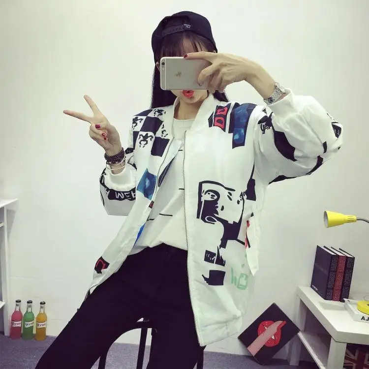 

kpop BIGBANG South Korea ulzzang Quan Zhilong with the head wind BF Harajuku graffiti letters baseball coat and lovers -kpop GD