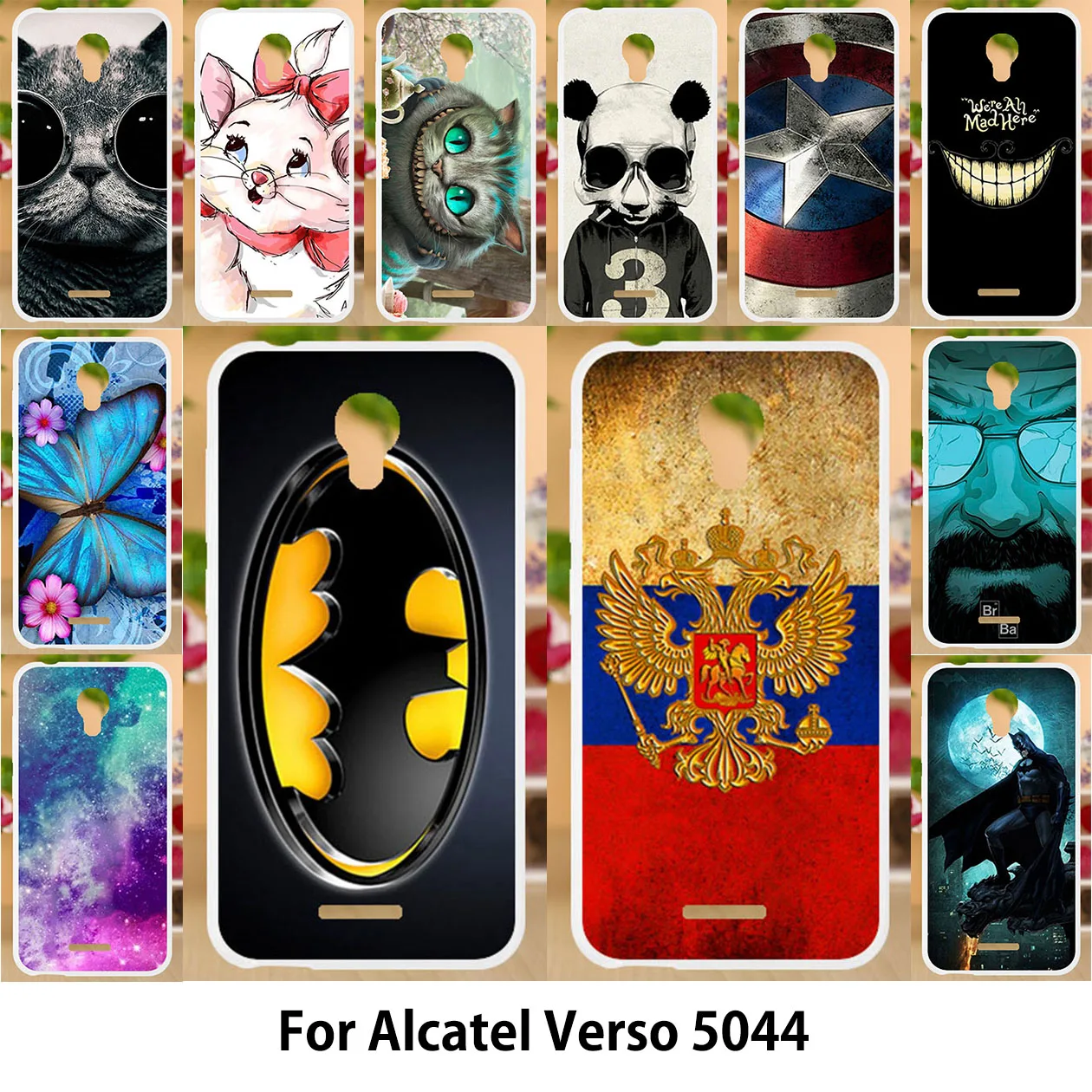 

Anunob For Alcatel Verso idealXCITE Cameo X 5044R Raven LTE A574BL Case Silicon TPU Cover Painted Batman Flag Patterned Shells