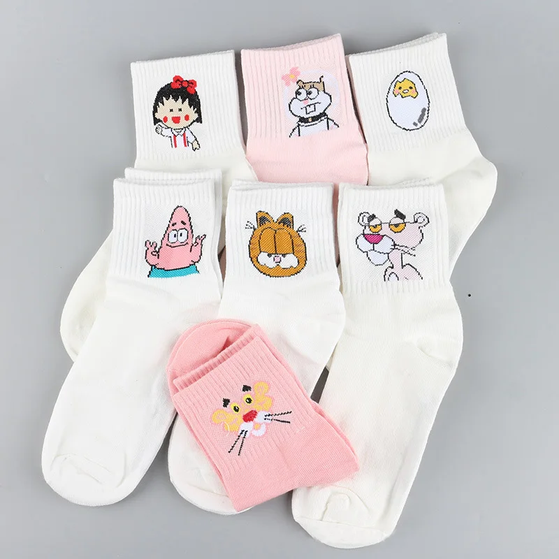 7Pairs Happy Socks Cotton Brand Harajuku Women Socks Colorful Long