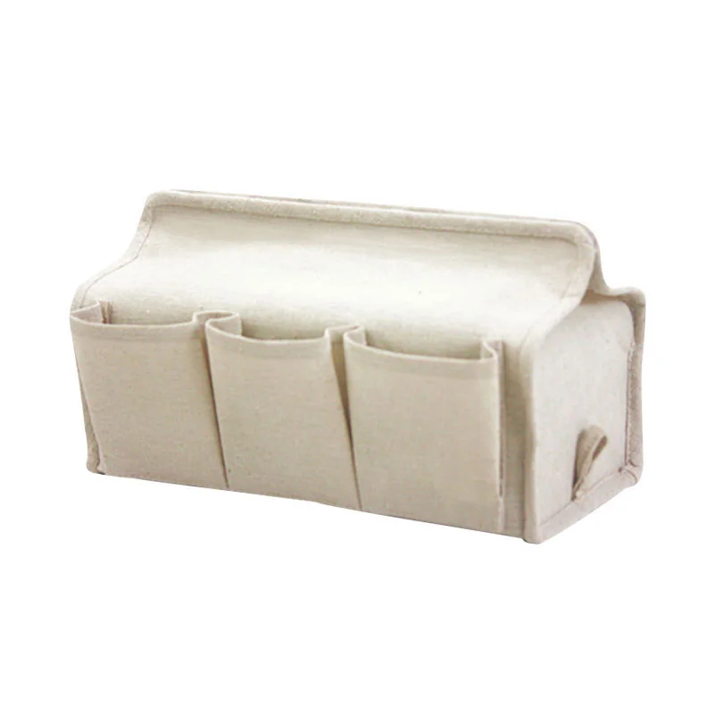 

Cotton Linen Tissue Box With 6 Pockets Napkin Storage Box Desktop Organizer Paper Container Collapsible Tissue Storage