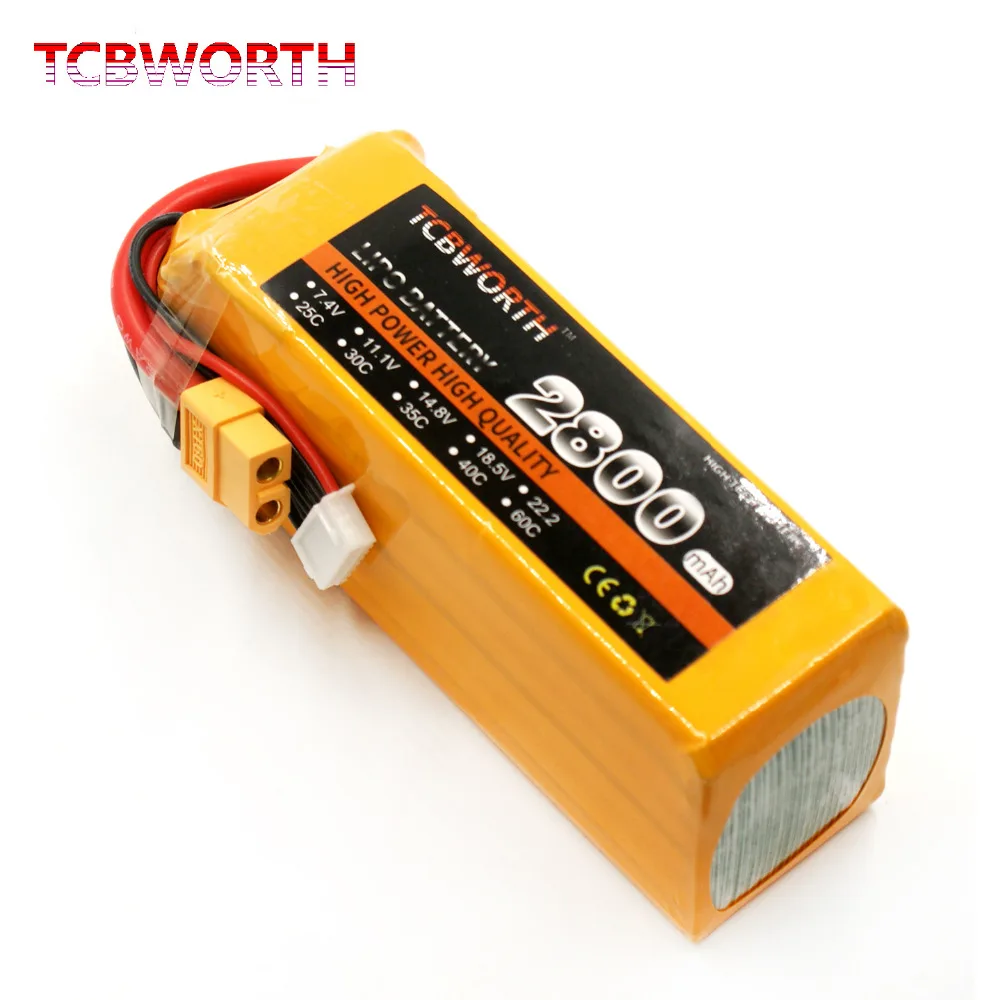 

TCBWORTH 6S RC Airplane Lipo Battery 22.2V 2800mAh 30C For RC Quadrotor Helicopter Drone Li-ion battery