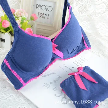 

2019new small chest of Japanese students lovely girl underwear sets thin models sweet girls gather cotton bra set free shipping