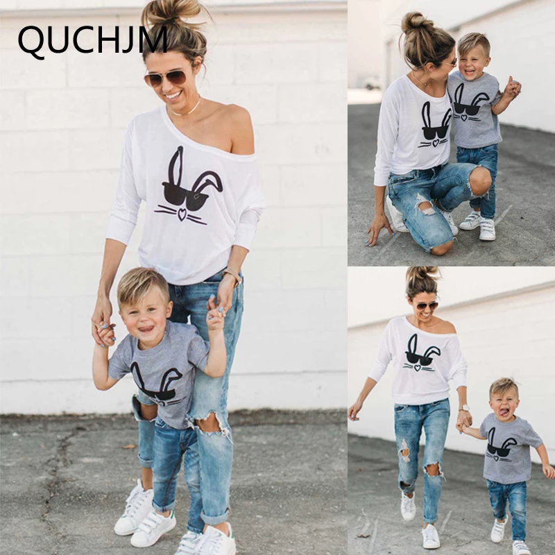 

Family Matching Outfits Mother Toddler Baby Kids Girls Boys Family Matching T-shirt Tops Casual Outfits Rabit Printed Clothes