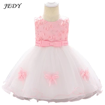 

Summer 1-24 Months Cotton Lining Baby Girl First Birthday Party White Voile Dress Infant New Born Girls Wedding Baptism 2019 New