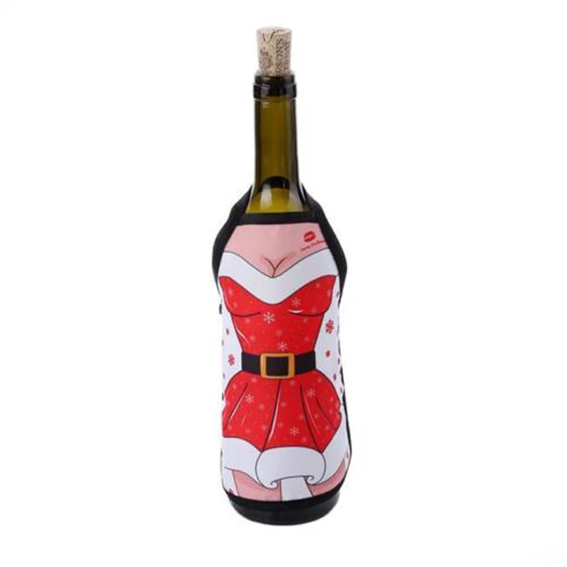 DIY Christmas Santa Wine Bottle Apron Wrap Cover Xmas Dinner Party Table Decor