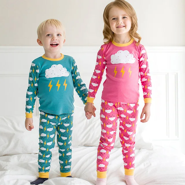 New Autumn Winter Baby Girls Boys Pajama Set Cartoon Cloud Printed