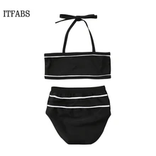 Детский Полосатый Танкини бикини купальник цельный женский купальник купальный костюм комплект из двух предметов
