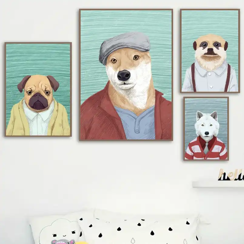 Cartoon Labrador Bulldog Samoyed Dog Wall Art Canvas Painting Nordic Posters And Prints Wall Pictures For Kids Baby Room Decor Aliexpress