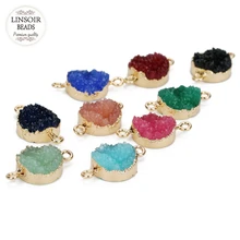 LINSOIR, 5 шт./лот, круглый камень из смолы, амулеты, диаметр 13,5 мм, цветные подвески из друзы и кварца, подвески, амулеты для рукоделия, изготовления ювелирных изделий