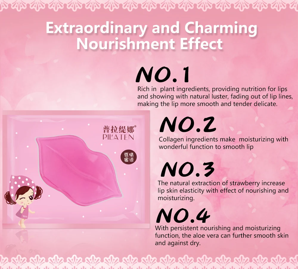 PILATEN  Lip Mask Pads Crystal Lip Moisture Essence Anti Ageing Wrinkle Patch Lip Enhancer