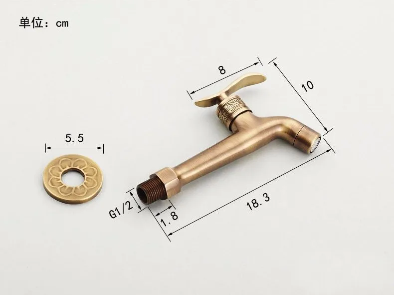 Кран Bibcock, длинный садовый кран, античная латунь, Швабра для ванной комнаты, смесители для раковины, настенное крепление, стиральная машина, краны для воды, садовый THJ-8661F