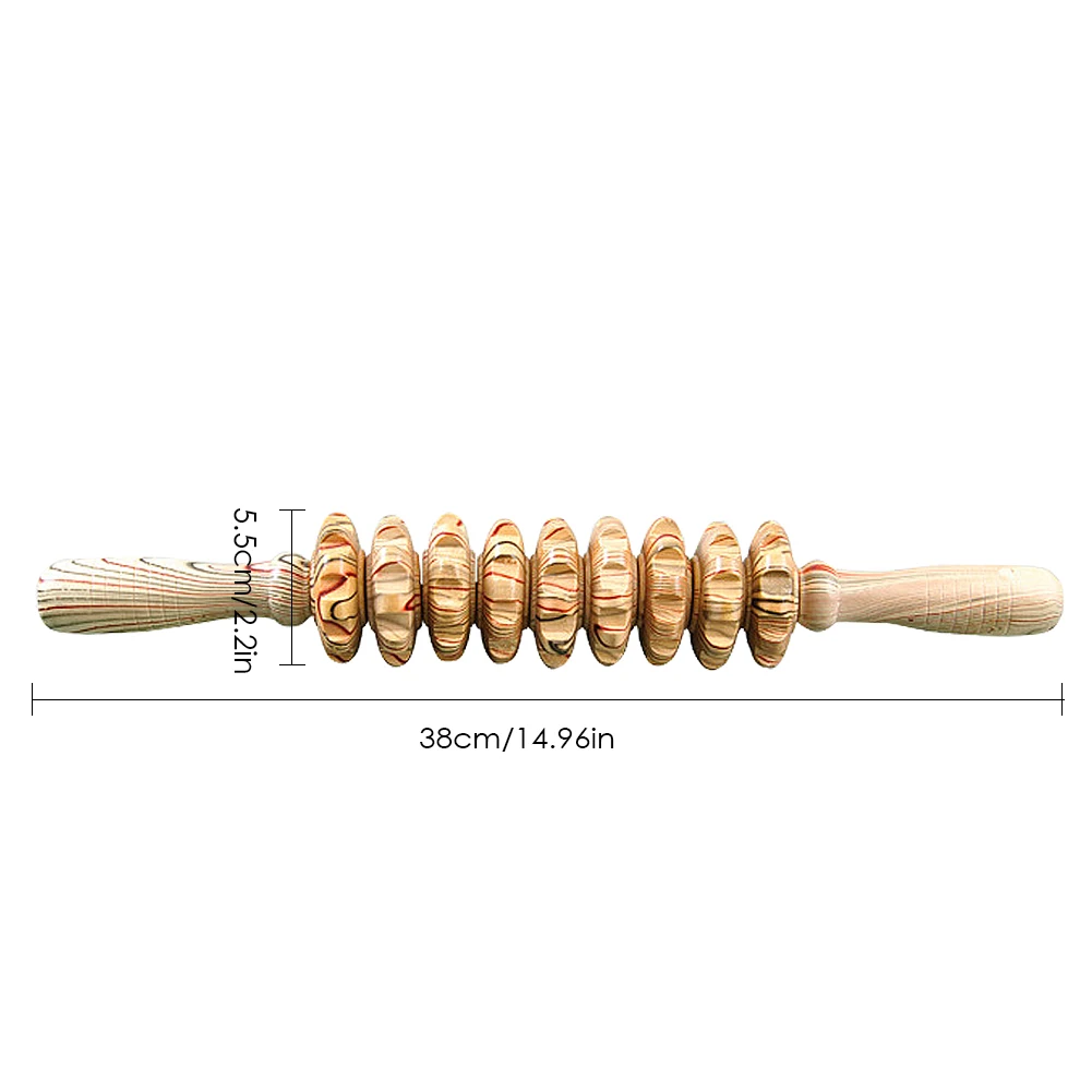 9-колеса Деревянный живот массажер Многофункциональный Фитнес ролика Придерживайтесь мышцы расслабляются Инструмент шеи сзади массаж ног