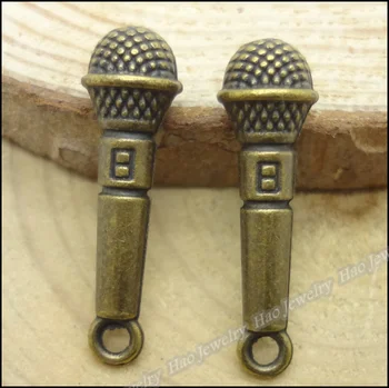 

80pcs Vintage Charms Microphone Pendant Antique bronze Zinc Alloy Fit Bracelet Necklace DIY Metal Jewelry Findings
