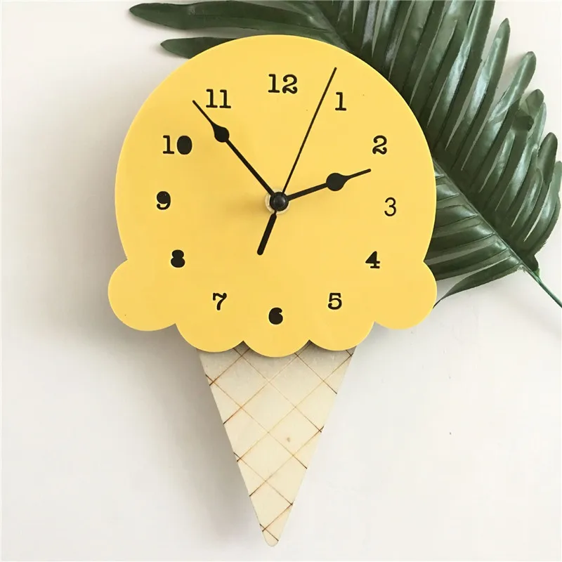 Nordic Ice Cream Wall Clocks Cartoon Mute Watch Wall Home Decor Kids Room Wall Decoration Ornament Baby Room Christmas Best Gift