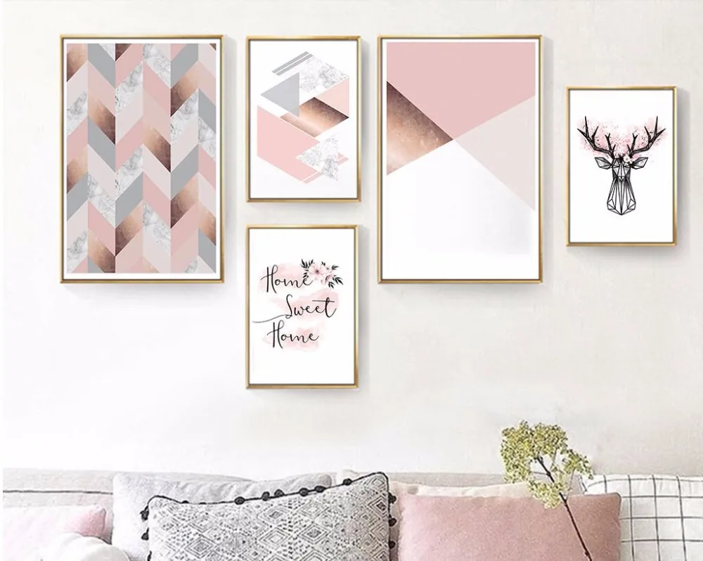 

Nordic Abstract geometric elk American Art Canvas Poster Painting Modern Wall Picture Home Decoration 885
