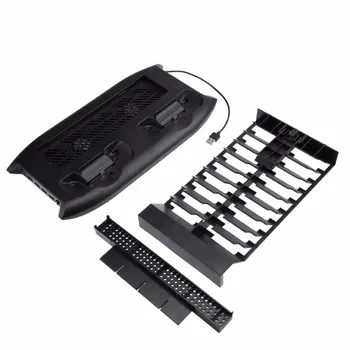 

Multi-Functional Vertical Game Console Charging Stand Dual Cooling Fan with 18 Disc Storage Holder Tower Mount for Xbox One X