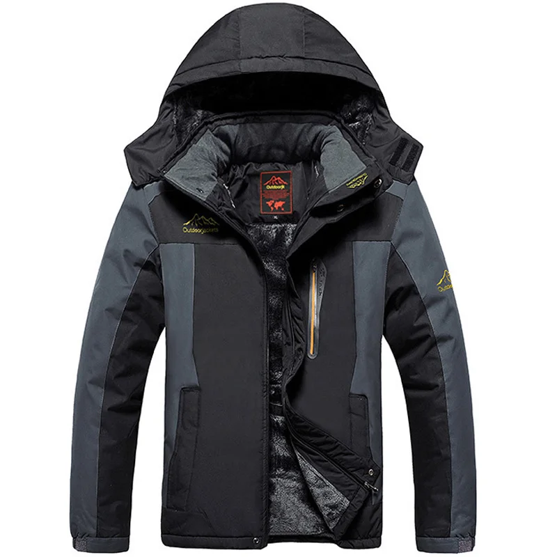 Зимняя мужская куртка, ветровка, плюс бархатные утепленные куртки, jaqueta masculina inverno, мужское теплое пальто, парка 9XL - Цвет: Черный