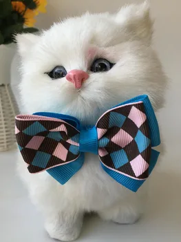 

50pcs/Lot Big sale Pet Dog puppy Cat blue plaid bow Ties Neckties Grooming Products LY2821