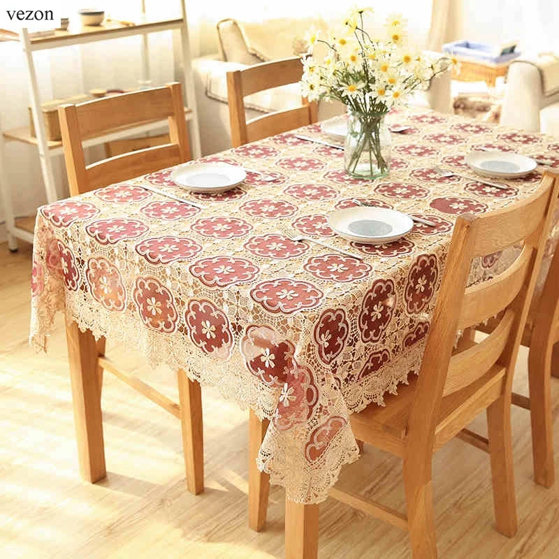 vezon New Hot Sale High Quality Delicate Full Lace Tablecloth Elegant
