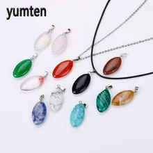Yumten Природный камень кленовый лист листья кулон ожерелье со стразами Подвески Ювелирные изделия Женское бирюзовое лунный камень опал нефрит Малахит