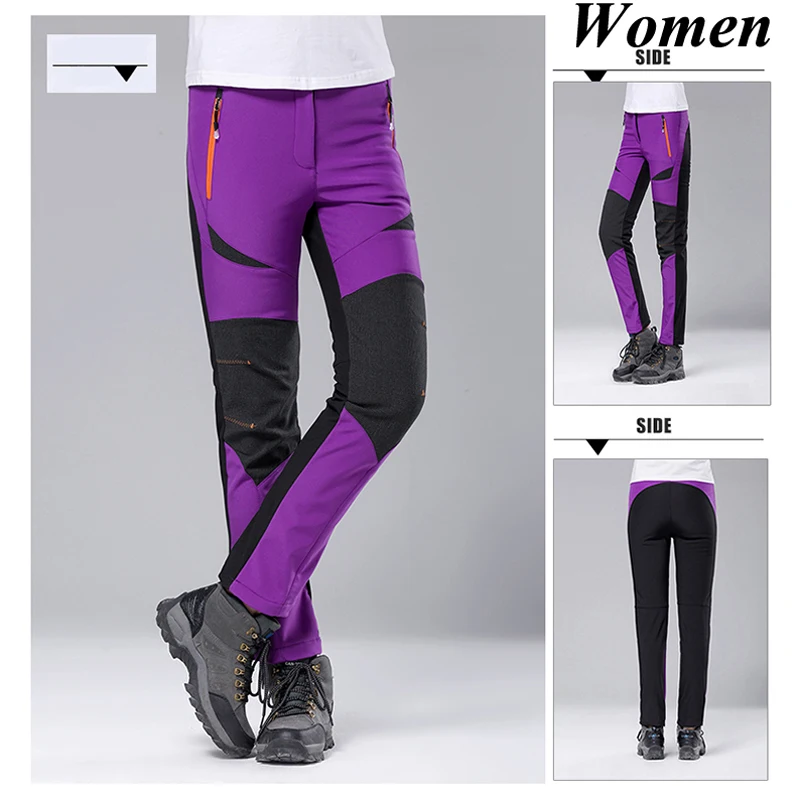 Invierno de los hombres de las mujeres pantalones de senderismo de impermeable a prueba de viento de los hombres de Camping Trekking de lana térmica de esquí cálido pantalones Climing botiquín Pantalones