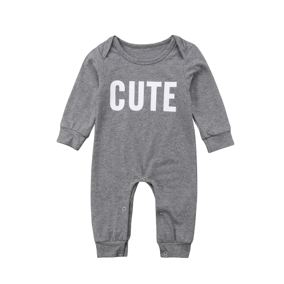 Letter Casual Grey Jumpsuit Cotton Outfits Infant Clothes Newborn Baby ...