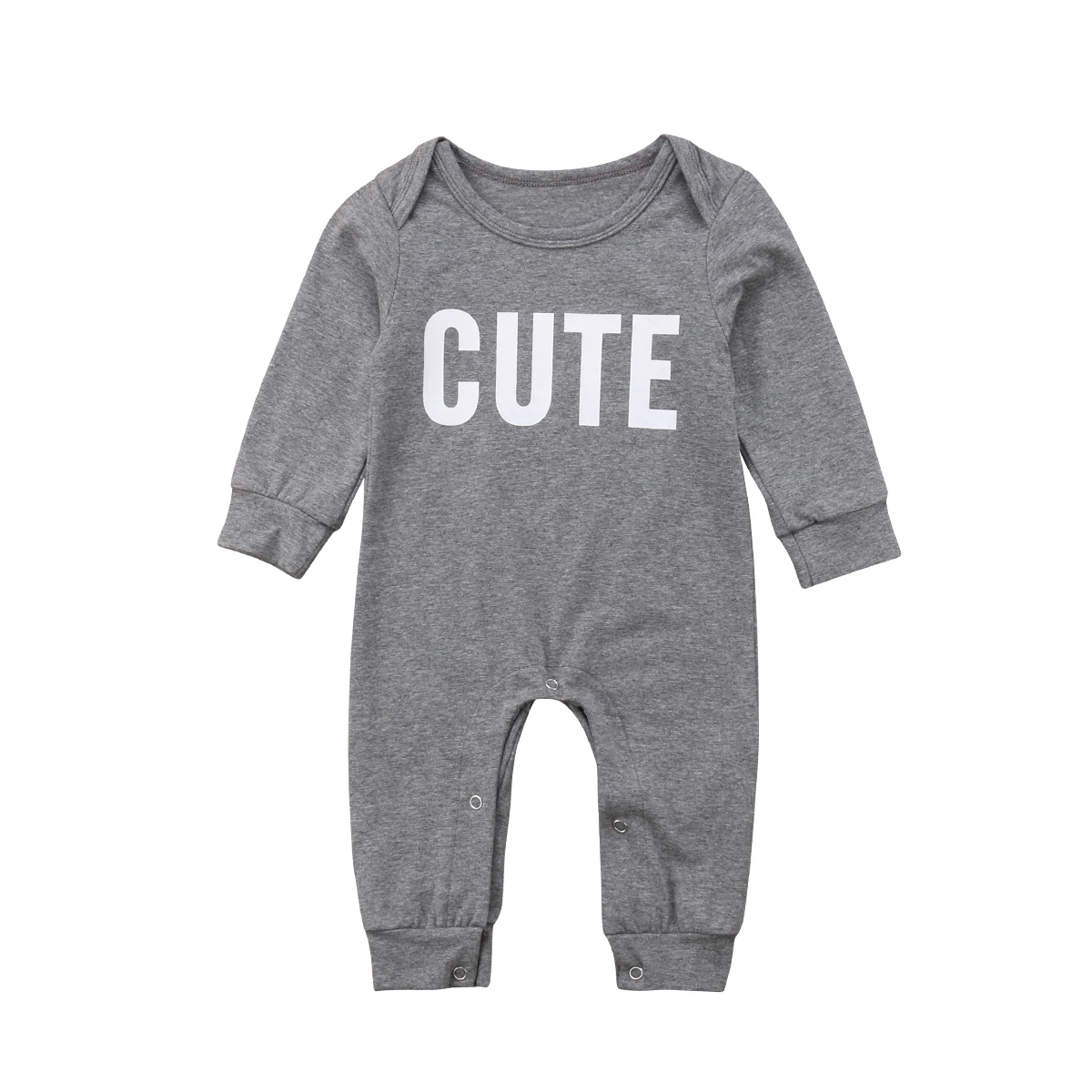 Letter Casual Grey Jumpsuit Cotton Outfits Infant Clothes Newborn Baby