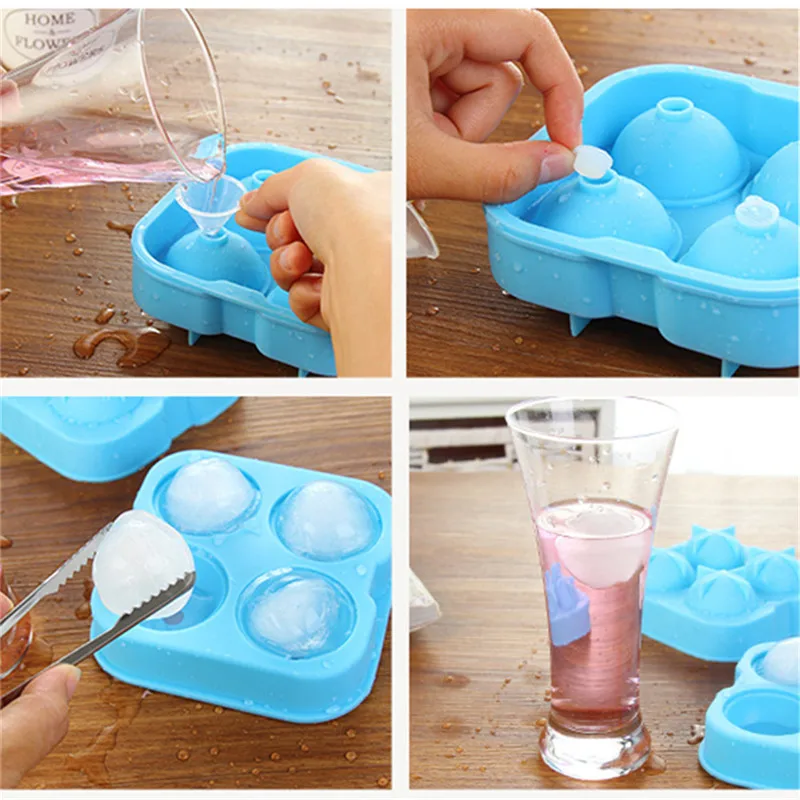 

TTLIFE 4 Holes Whiskey Ice Cube Ball Maker Mold Mould Brick Round Bar Accessiories High Quality Ice Mold Kitchen Tools
