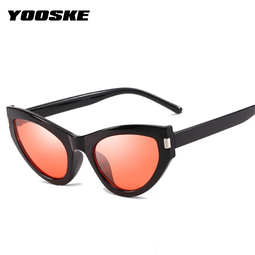 

YOOSKE Girls Sunglasses Fashion Triangle Cat Eye Sun Glasses for Women Brand Design Retro Glasses Female Black Red Eyewear UV400