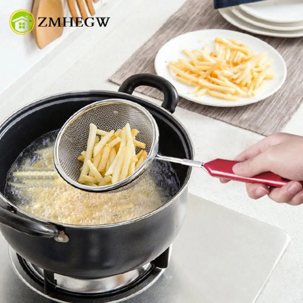 Kitchen Round Network Colander Spoon Oil Filter Grid Stainless Steel