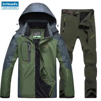 

Spring Fishing Hiking Camping Trekking Climbing Men's Outdoor Jacket Suits Moutain Travel fleece Trousers Suit Plus Size Pants