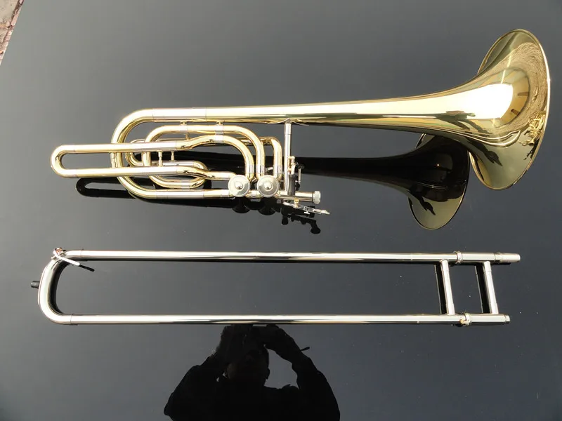 Customized High Quality Brass Trombone Gold Lacquer Playing Musical