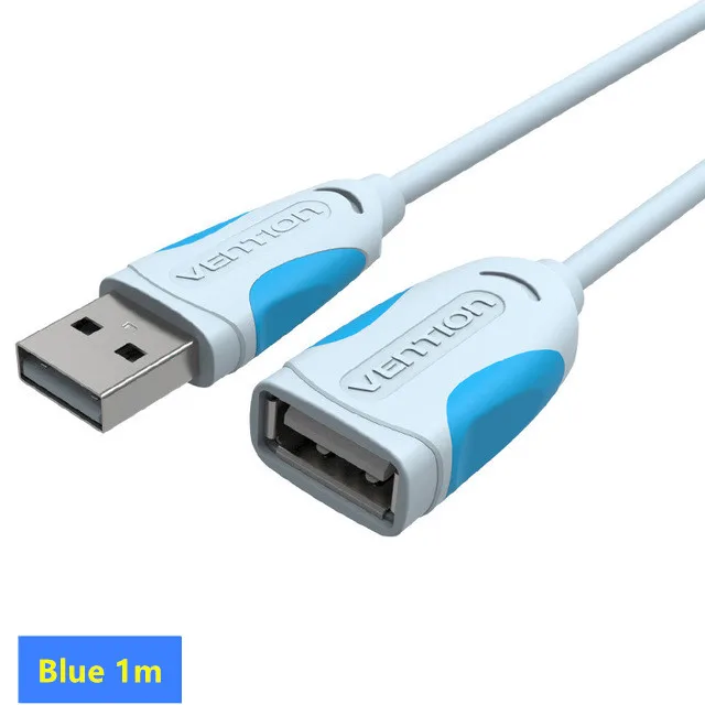 Vention USB 2,0 папа-мама USB кабель 2 м 3 м 5 м удлинитель провод супер скорость синхронизации данных USB2.0 УДЛИНИТЕЛЬ для ПК ноутбука - Цвет: ice blue 100cm