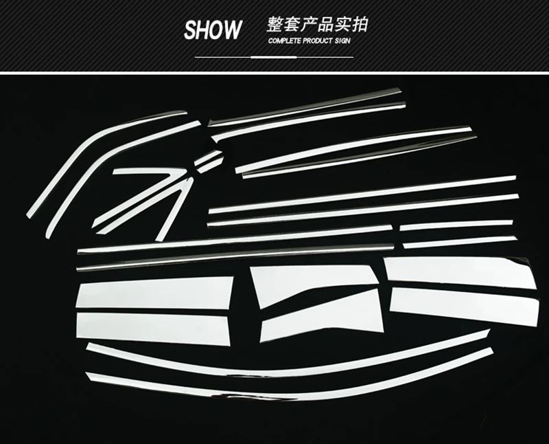 

Car Styling 26Pcs Stainless Steel Full Window Frame Molding Trims Set With Center Pillars For Ford Kuga Escape 2013 2014 2015