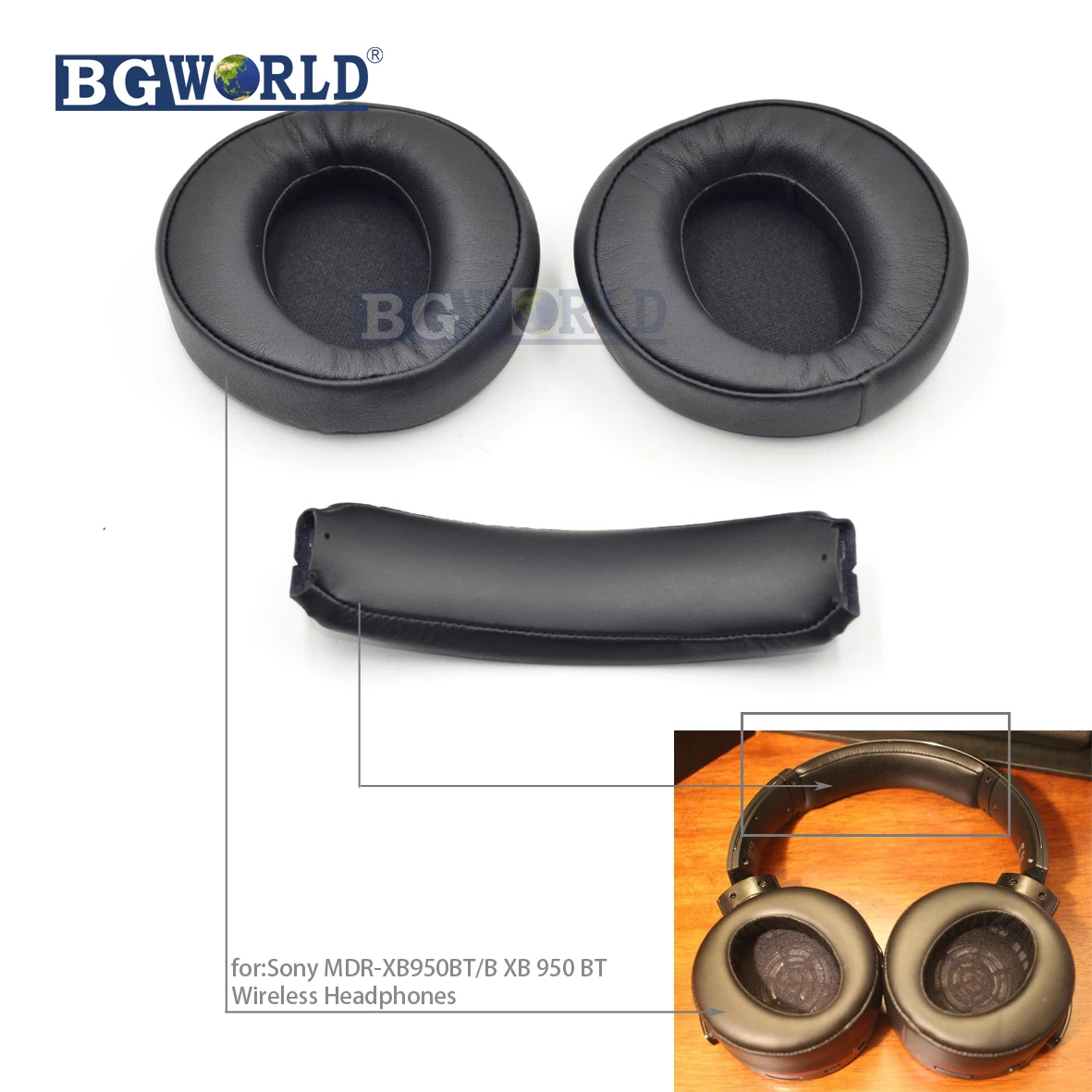 

BGWORLD Ear pads earpads headband cushion for Sony MDR-XB950BT/B XB 950 BT Wireless Headphones headset