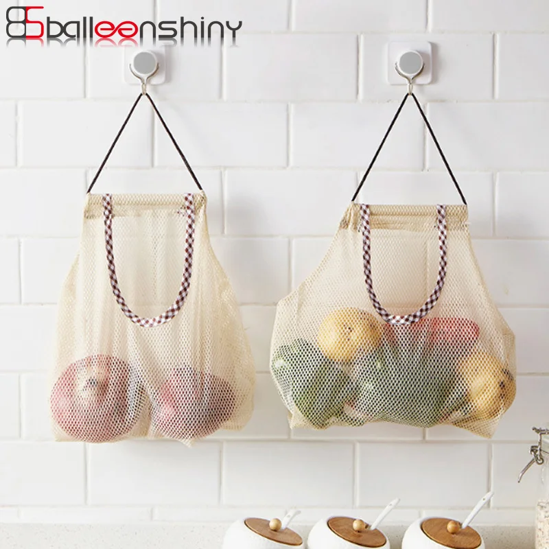 BalleenShiny Reusable Fruit Vegetable Garlic Onion Hanging Storage Bag