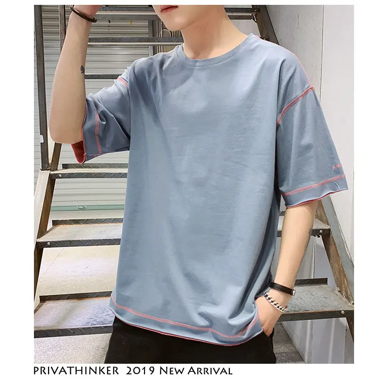 Privathinker Men Hip Hop Solid T Shirt 2019 Summer Harajuku Mens Streetwear Colorful Shirts Fashions Male White Tshirt 3XL | Мужская