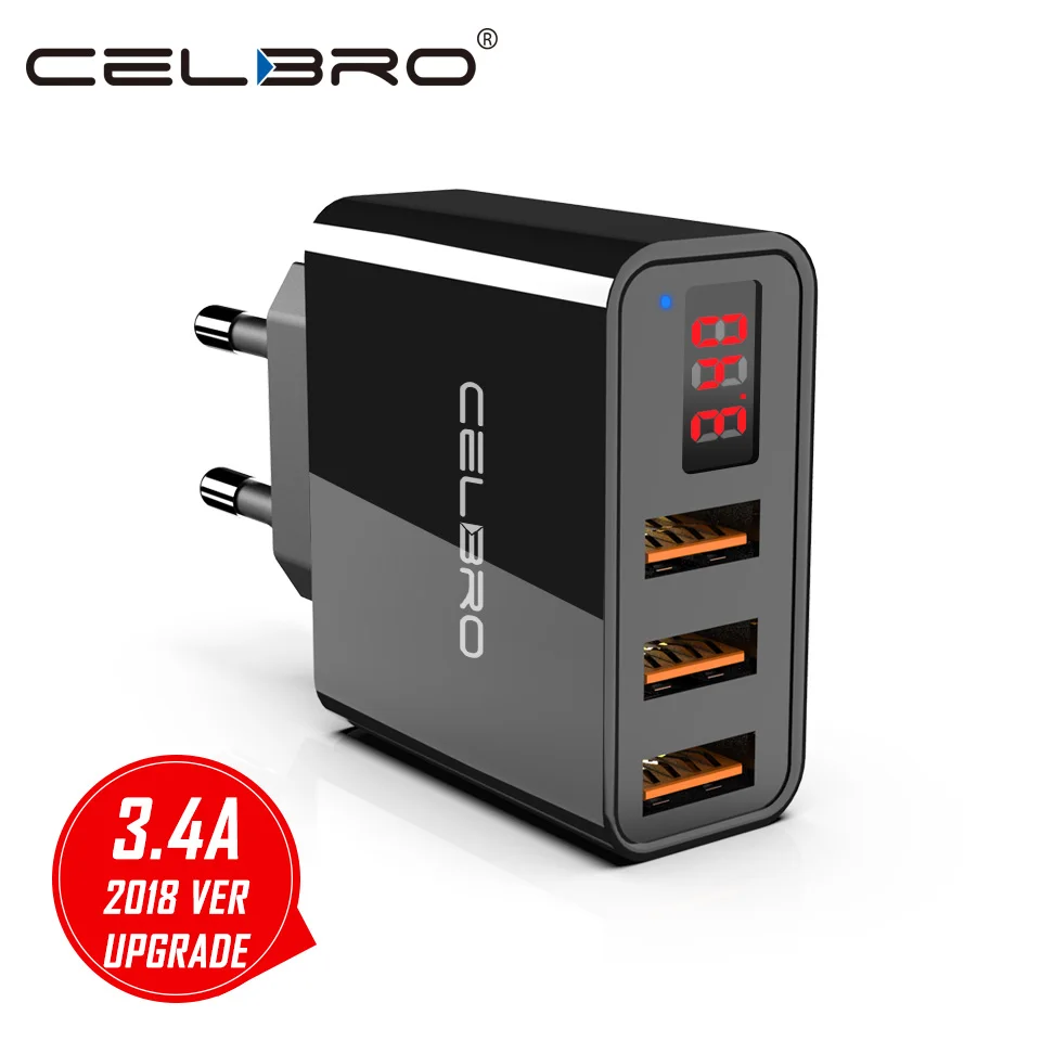 3 USB мини зарядное устройство для поездок светодиодный дисплей мульти телефона