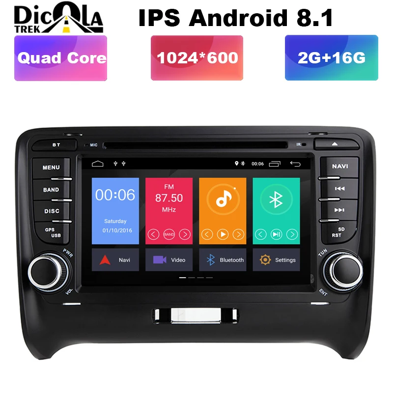 

7" HD IPS Android 8.1 2 DIN Car DVD GPS For Audi TT MK2 8J 2006 2007 2008 2009 2010 2011 2012 multimedia player radio