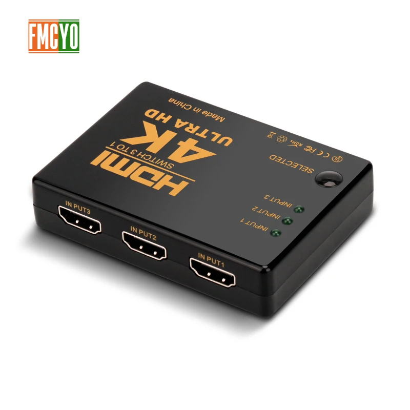 

FMCYO HDMI KVM Switch Box 4K Resolution Switcher 1 Port PCs Sharing 3 Devices For PC Notebook Monitor Give 2 HDMI Cables