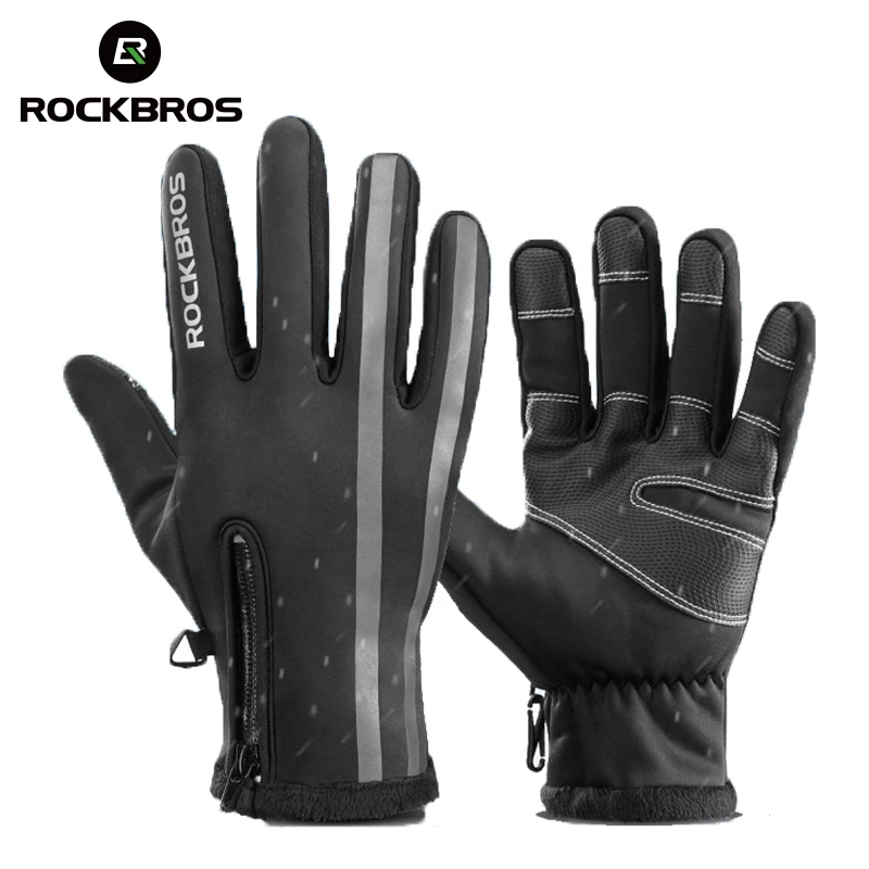 

ROCKBROS Winter Touch Screen Cycling Gloves Warm Rainproof Full Finger Mtb Road Bike Gloves Windproof Thermal Mitten For Bicycle