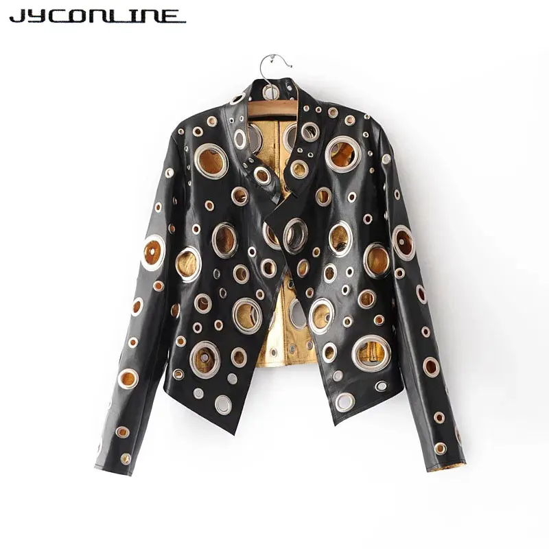 JYConline 2019 модная женская куртка из искусственной кожи осенняя бомбер в стиле панк