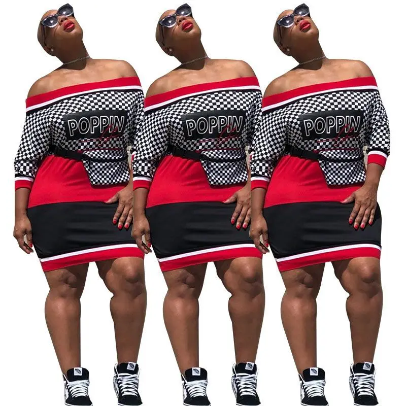 

New summer fashion slim dress slash neck letter print women short mini dress ladies sexy club wear YX9026