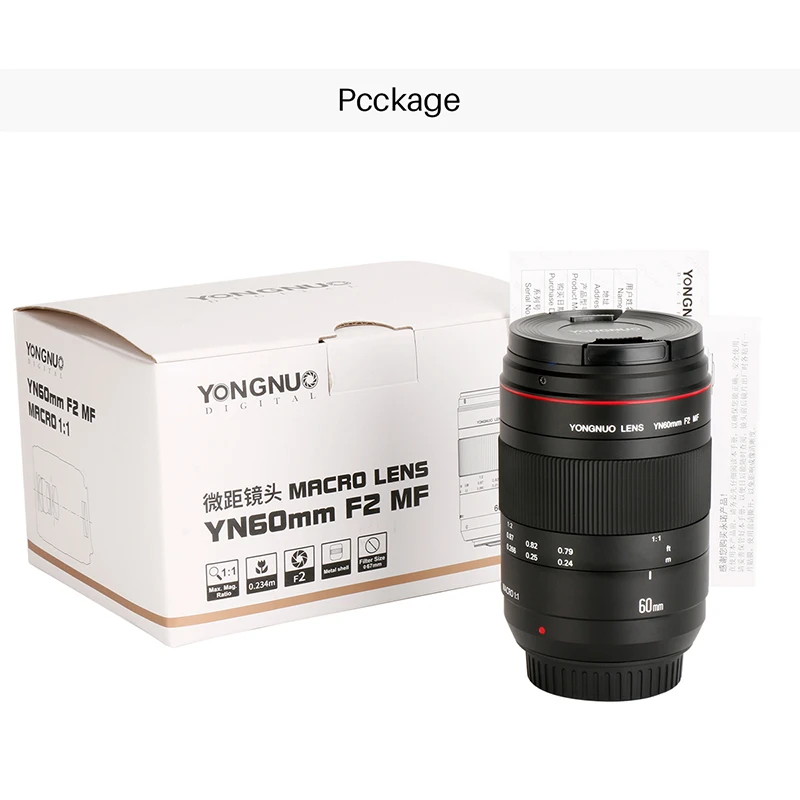Светодиодная лампа для видеосъемки YONGNUO YN60mm макро объектив 0 234 м 1:1 F2